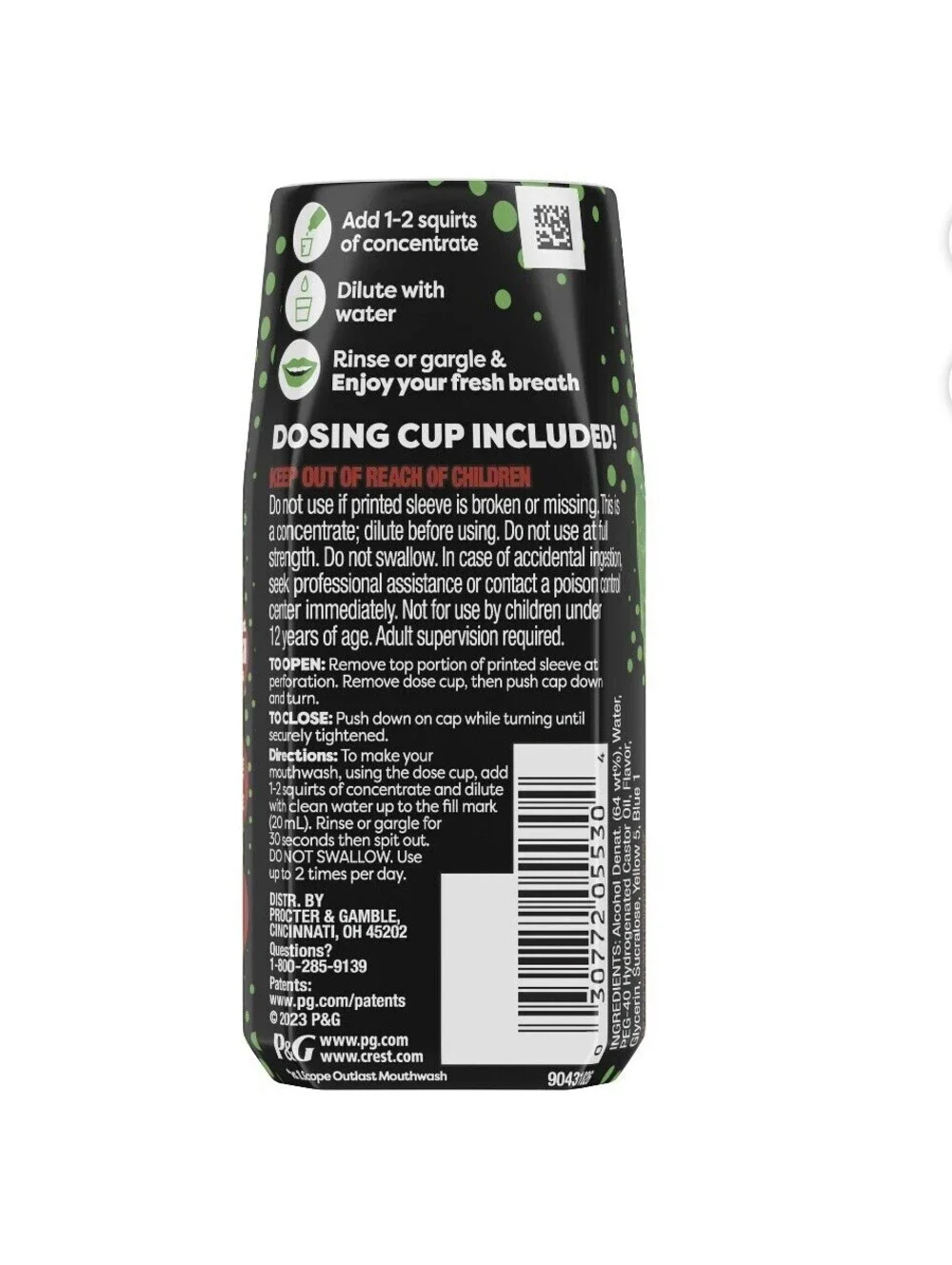 Crest Scope Squeez Mouthwash Concentrate Original Mint 1.69 Fl OZ Travel 50 Uses